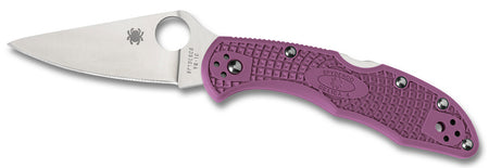 Spyderco Delica 4 Folding Knife CLLFPPR 2.88" Plain VG-10 Blade Purple FRN Handle with Four-Position Pocket Clip