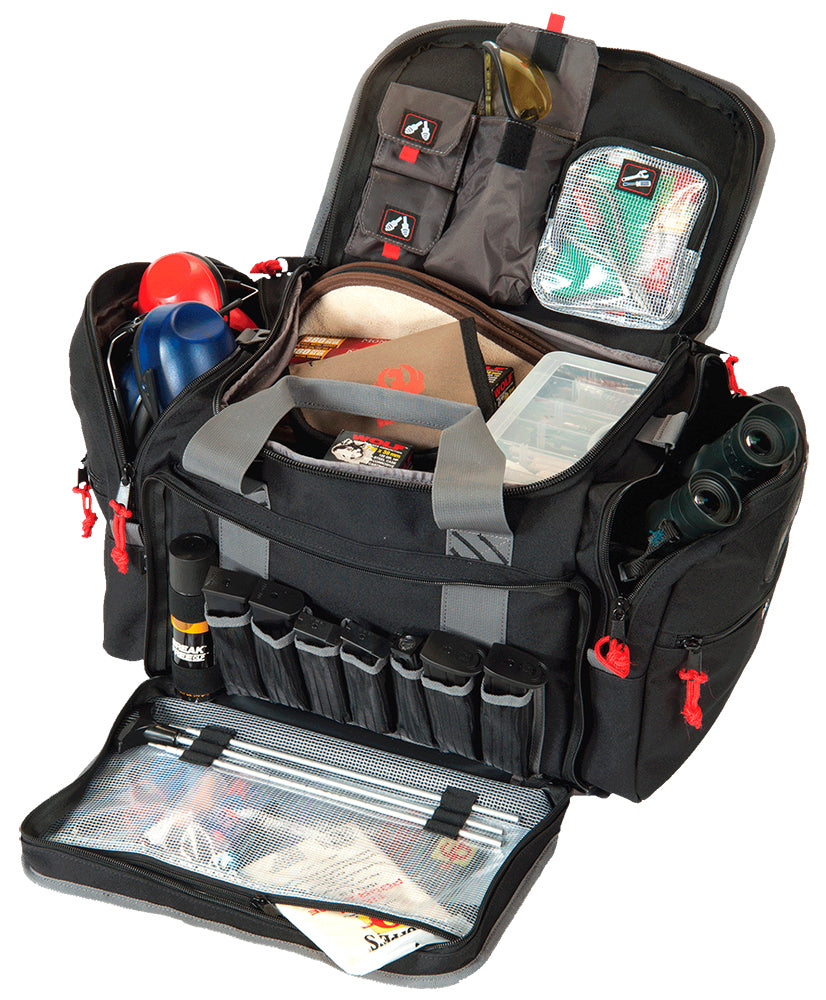 GPS 2014LRB Large Black Nylon Range Bag 5+ Handguns Capacity with Ammo Dump Cups
