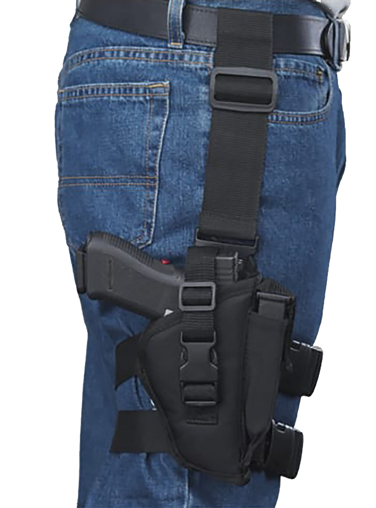 Bulldog WTAC8R Adjustable Tactical Leg Holster Black Knit Large Frame Semi-Auto Right Hand