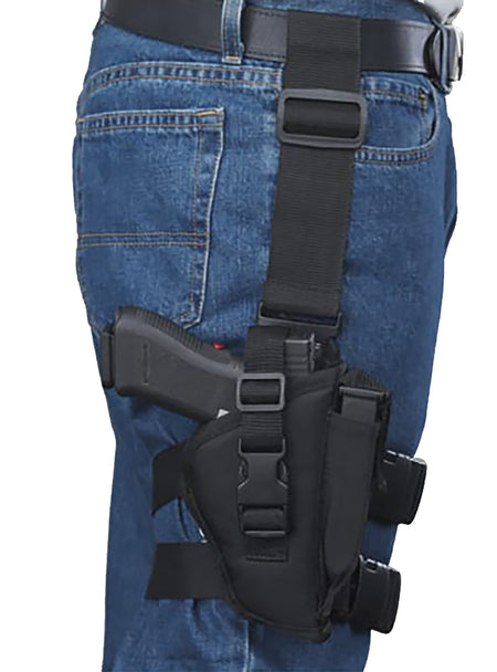 Bulldog WTAC8R Adjustable Tactical Leg Holster Black Knit Large Frame Semi-Auto Right Hand
