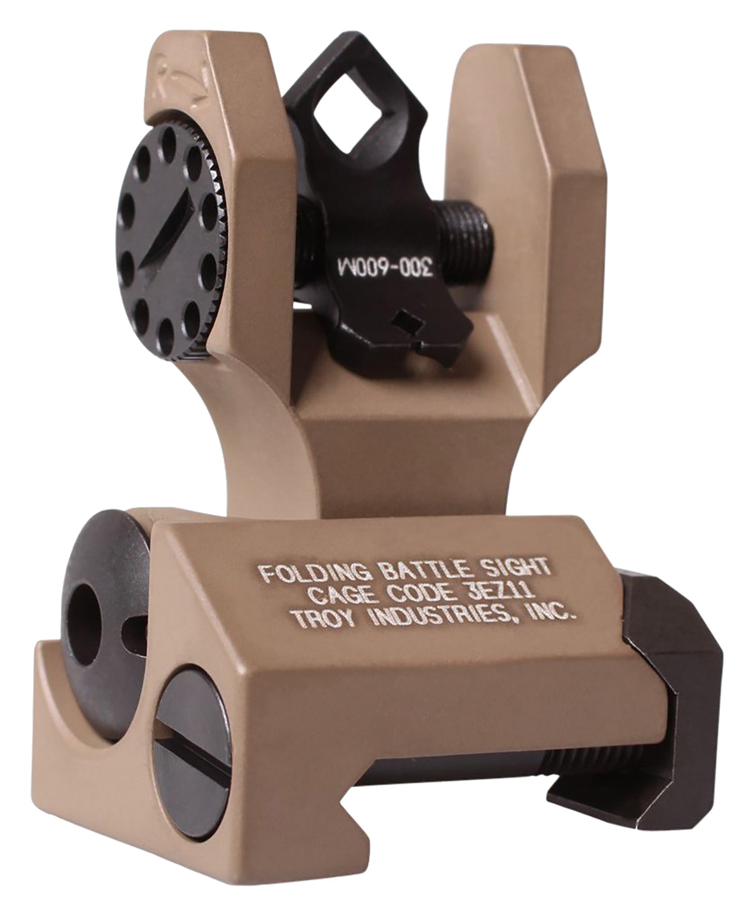 Troy Ind SSIGDOARFFT00 Dioptic Folding Rear BattleSight FDE Anodized for AR-15 Rifles