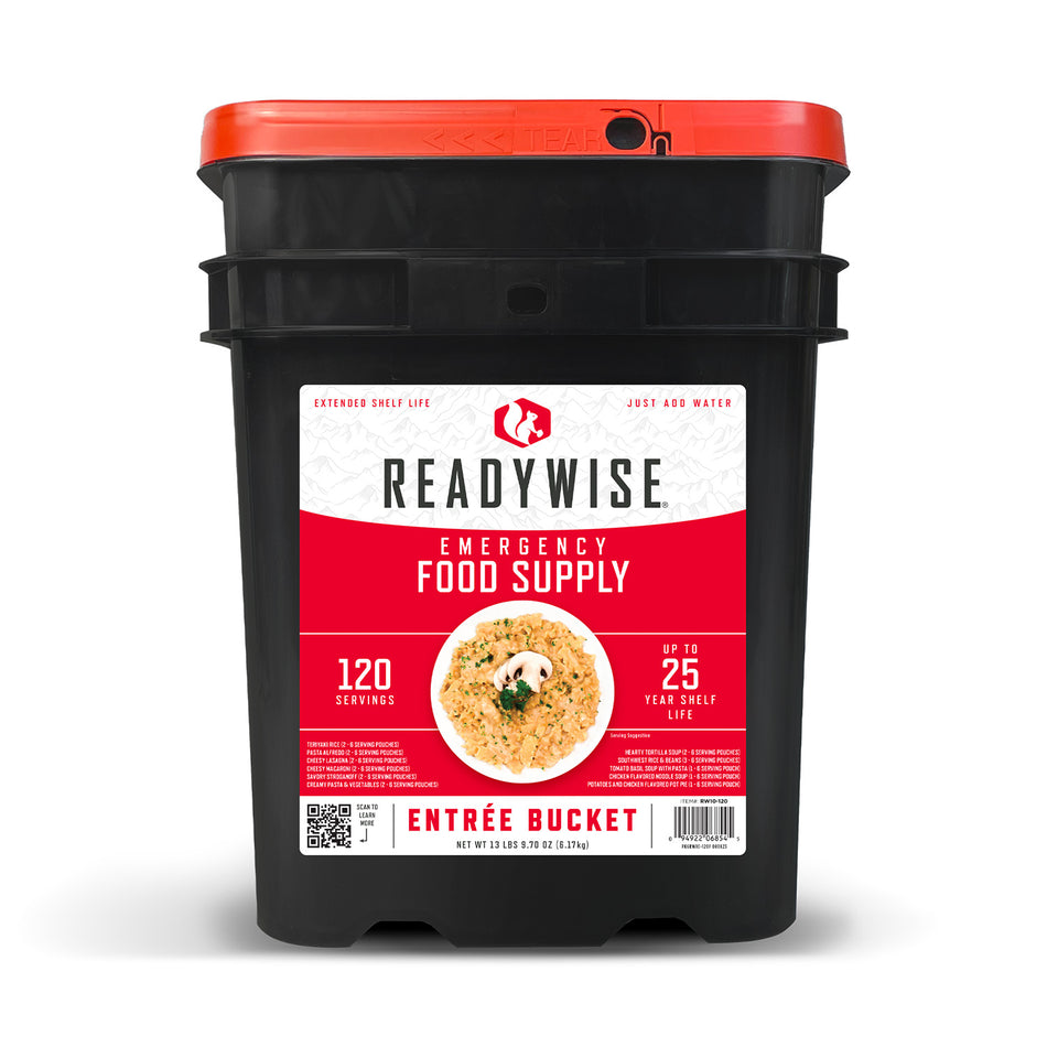 ReadyWise Grab N Go 120-Serving Freeze-Dried Entree Emergency Bucket RW01120