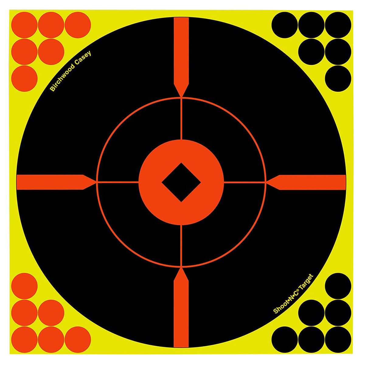 Birchwood Casey Shoot-N-C Reactive 8" BMW Bullseye Self-Adhesive Paper Targets Black/Yellow/Red 50 Pack