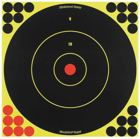 Birchwood Casey Shoot-N-C Reactive 12" Bullseye Self-Adhesive Paper Targets Black/Yellow/Red 5 Pack