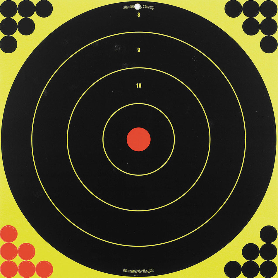 Birchwood Casey Shoot-N-C Reactive 17.25" Bullseye Self-Adhesive Paper Targets Black/Yellow/Red 5 Pack