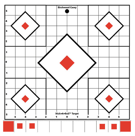 Birchwood Casey Stick-A-Bull 12" 5-Diamond Self-Adhesive Sight-In Paper Range Targets 5 Pack