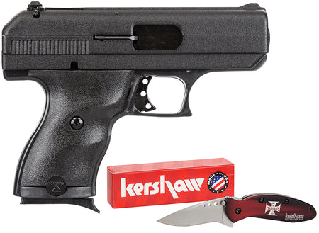 Hi-Point 916HCKNIFE C9 w/Knife 9mm Luger 8+1, 3.50" Black Steel w/Integral Compensator Barrel, Black Powder Coated Serrated Steel Slide, Black Polymer Frame & Grip, Knife