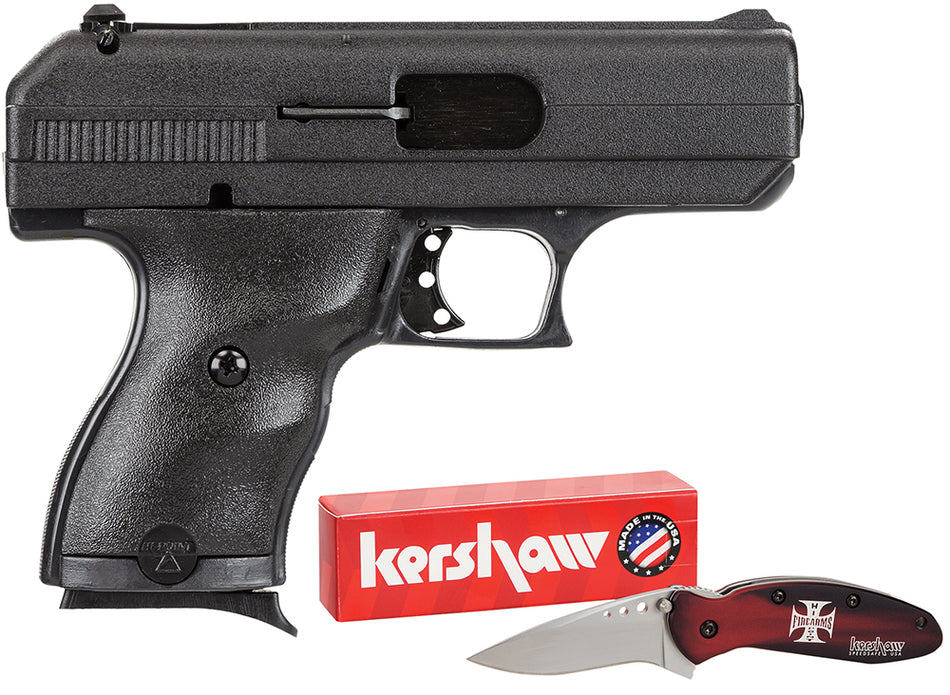 Hi-Point 916HCKNIFE C9 w/Knife 9mm Luger 8+1, 3.50" Black Steel w/Integral Compensator Barrel, Black Powder Coated Serrated Steel Slide, Black Polymer Frame & Grip, Knife