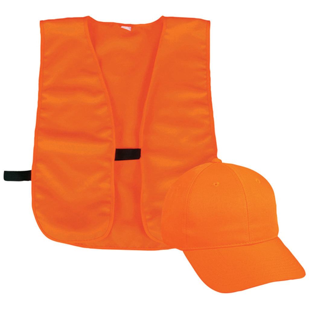 Outdoor Cap Adult Blaze Orange 6 Panel Cap and Snap Vest Combo