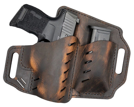 Versacarry Guardian OWB Sub-Compact Leather Holster with Magazine Pouch Size 4 RH