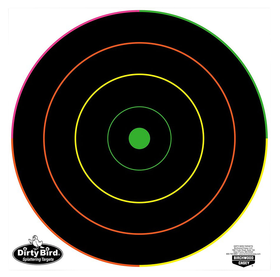 Birchwood Casey Dirty Bird 12" Multi-Color Bullseye Splattering Tagboard Range Targets 10 Pack