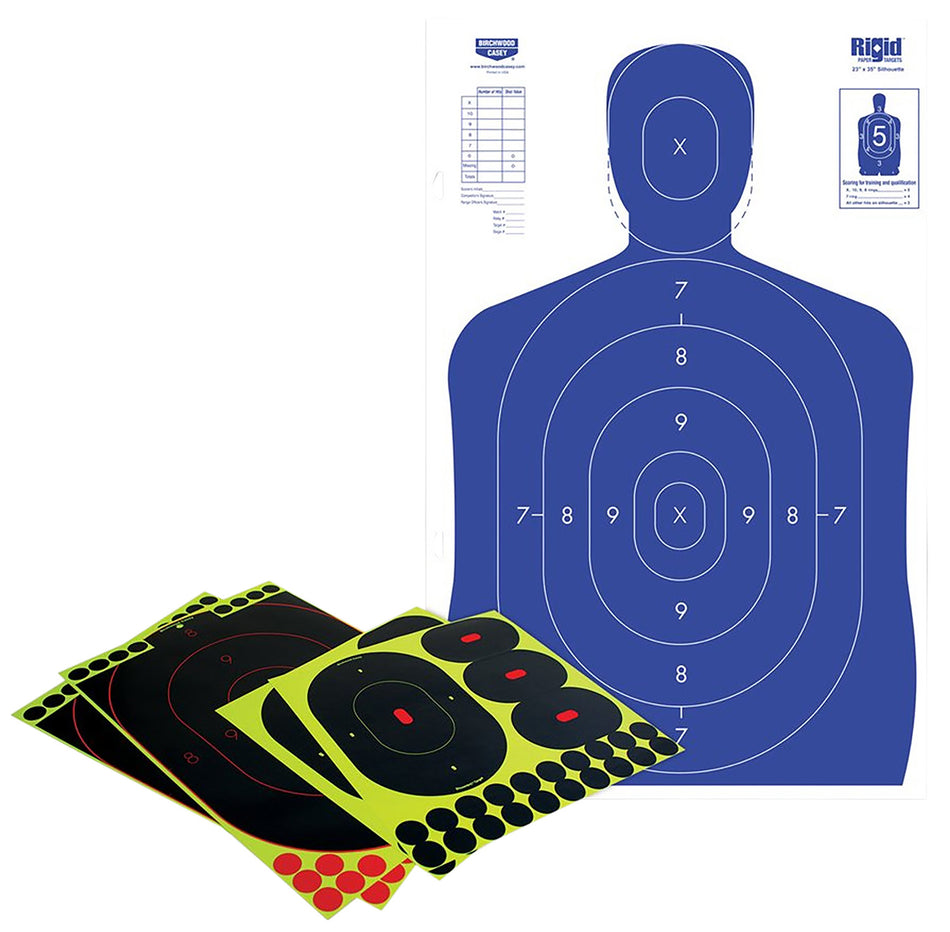 Birchwood Casey Shoot-N-C Reactive Self-Adhesive Silhouette Target Kit with Corrugated Backer