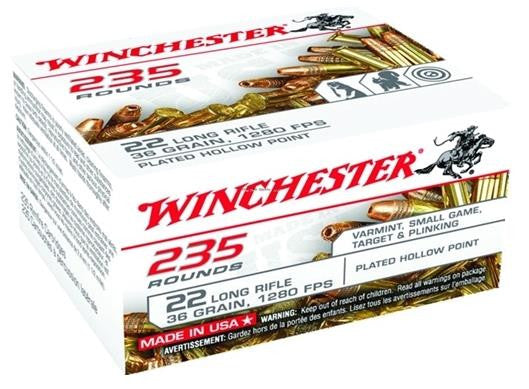 Winchester USA 235 .22 Long Rifle 36 grain Plated Hollow Point ammunition