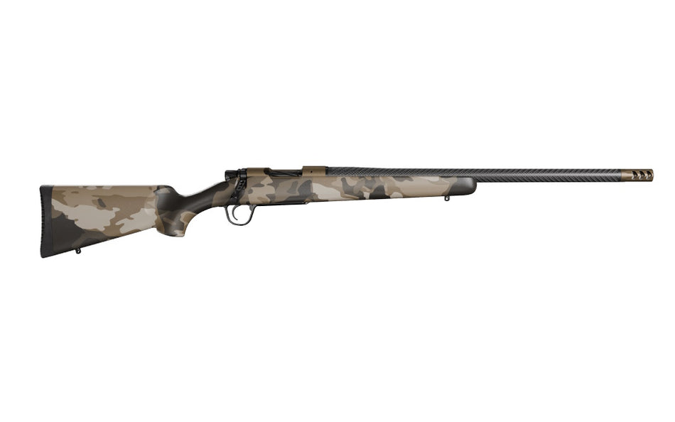 Christensen Arms 8010653000 Ridgeline FFT Full Size 7mm PRC 3+1 22" Carbon Fiber Threaded Barrel, Burnt Bronze Cerakote Steel Drilled & Tapped Receiver, Barren Dune Camo Fixed Carbon Fiber Stock