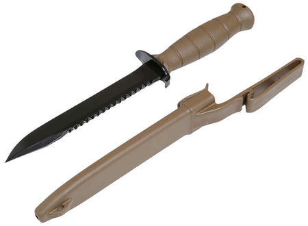 Glock Fixed Blade Field Knife 7" Clip Point with Saw Carbon Steel, FDE Textured Trimond Polymer Handle