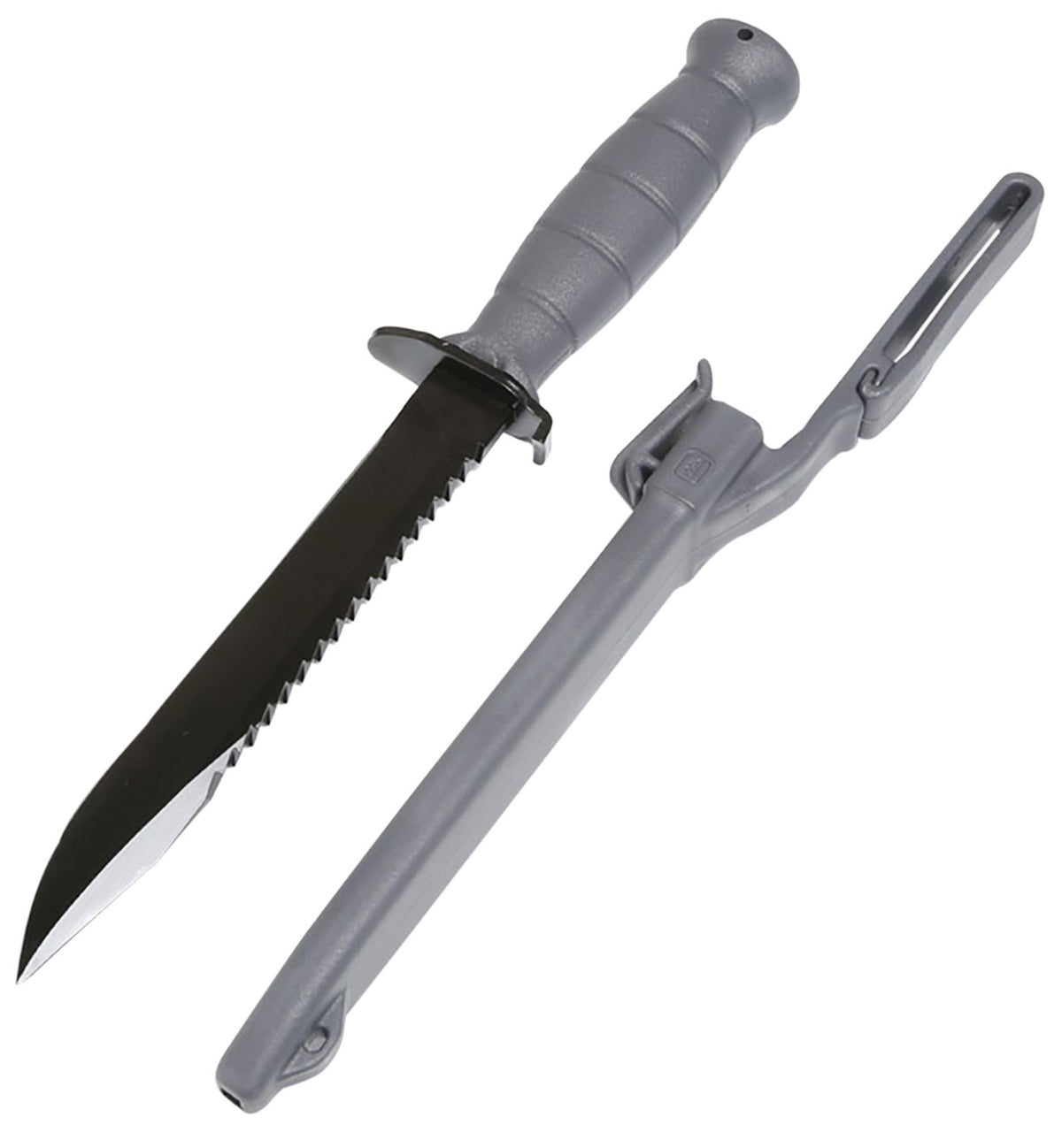 Glock Fixed Blade Field Knife 7" Clip Point with Saw Carbon Steel, Gray Textured Trimond Polymer Handle