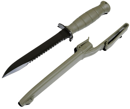 Glock Fixed Blade Field Knife 7" Clip Point with Saw, Battlefield Green Textured Trimond Polymer Handle