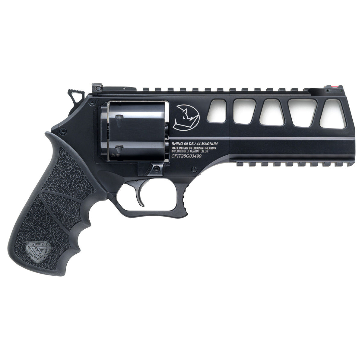 Chiappa Firearms 340350 Rhino 60DS L Frame 44 Mag 6 Shot 6" Black Steel Barrel & Cylinder, Black Alloy Frame, Black Hogue Rubber Grip