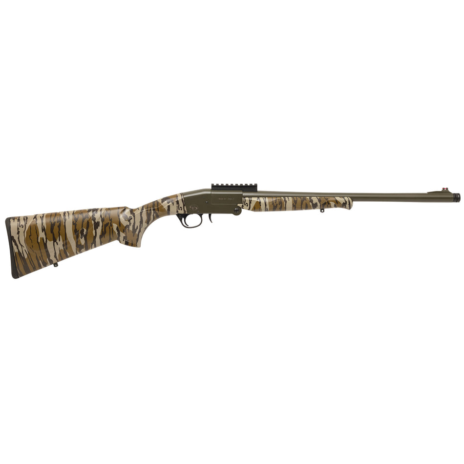 Charles Daly 930424 101 Full Size 20 Gauge Break Open 3" 1rd Black Steel Single Shot Barrel & Receiver w/Picatinny Rail, Fixed Mossy Oak Bottomland Synthetic Stock, Beretta Benelli Mobil Choke System