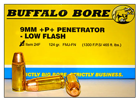 Buffalo Bore Penetrator +P+ 9mm Luger / Parabellum 124 grain Full Metal Jacket Flat Nose ammunition