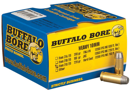 Buffalo Bore Outdoorsman 10mm Auto 220 grain Hard Cast Flat Nose ammunition
