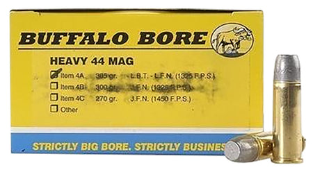 Buffalo Bore Heavy .44 Magnum 305 grain Hard Cast Lead Flat Nose ammunition