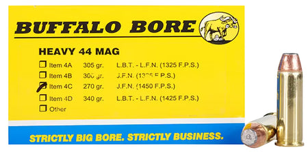 Buffalo Bore Heavy .44 Magnum 270 grain Semi-Jacketed Flat Point ammunition