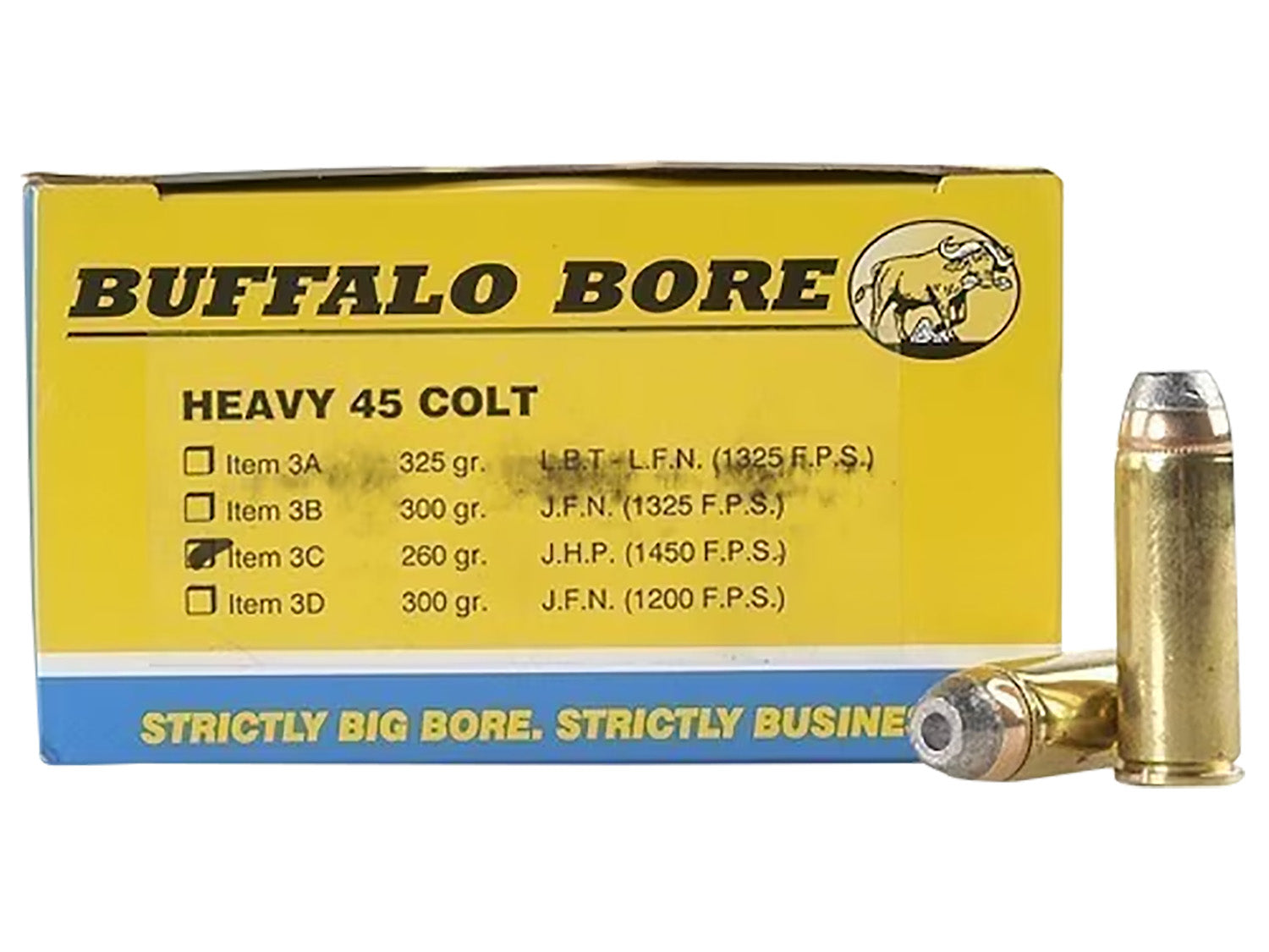 Buffalo Bore Heavy .45 Long Colt 260 grain Jacketed Hollow Point ammunition