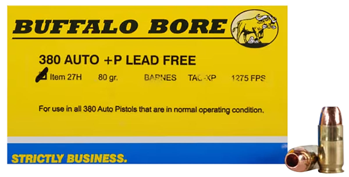 Buffalo Bore +P .380 ACP/Auto 80 grain Barnes TAC-XP Lead Free ammunition