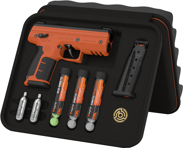 Orange Byrna SD Kinetic Launcher Kit with 2 Magazines and Projectiles
