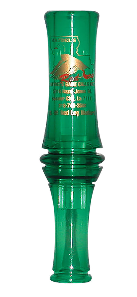Haydel's RL99 Redleg Double Reed Open Duck Call - Mallard Hen Impersonation, Green Plastic