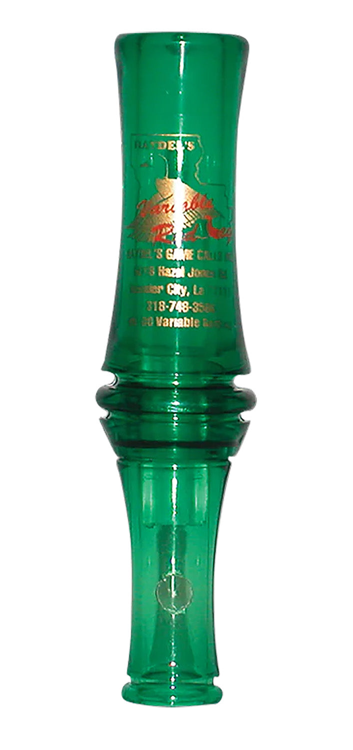 Haydel's VR00 Redleg Variable Tone Duck Call - Double Reed Mallard Sounds with Lanyard, Green Plastic