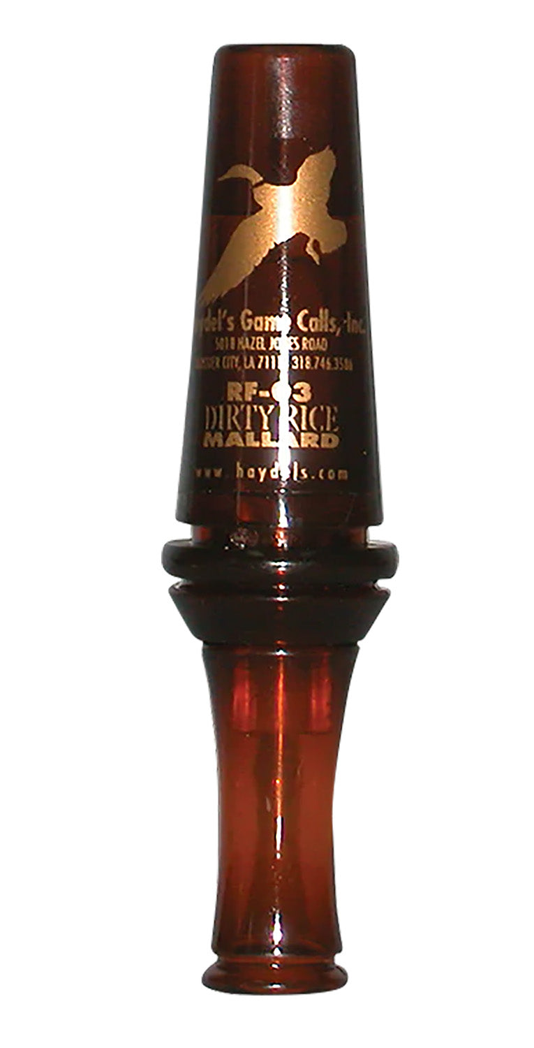 Haydel's RF03 Dirty Rice Cajun Squeal Duck Call - Double Reed Mallard Open Call with Lanyard, Brown Plastic