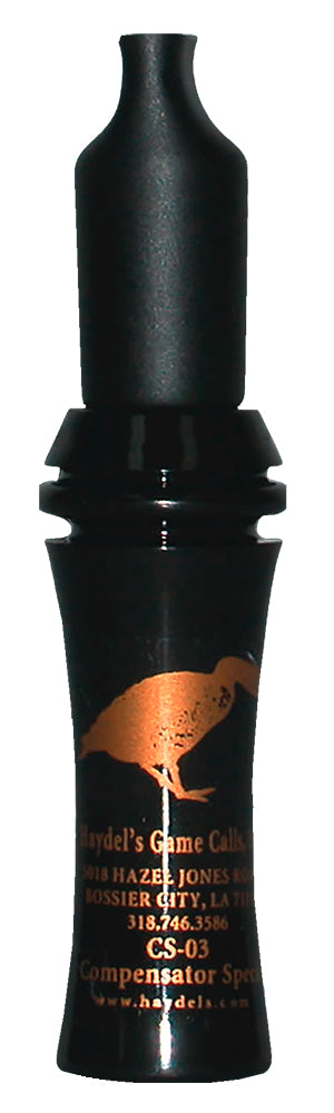 Haydel's CS03 Compensator Specklebelly Goose Call - Straight-Blow Yodel Design, Black Acrylic