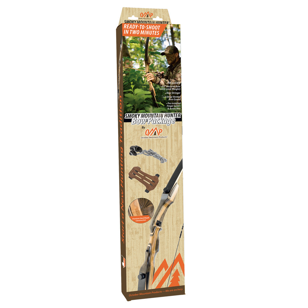 October Mountain Smoky Mountain Hunter RH Recurve Bow Package 45 lbs. 62 in.