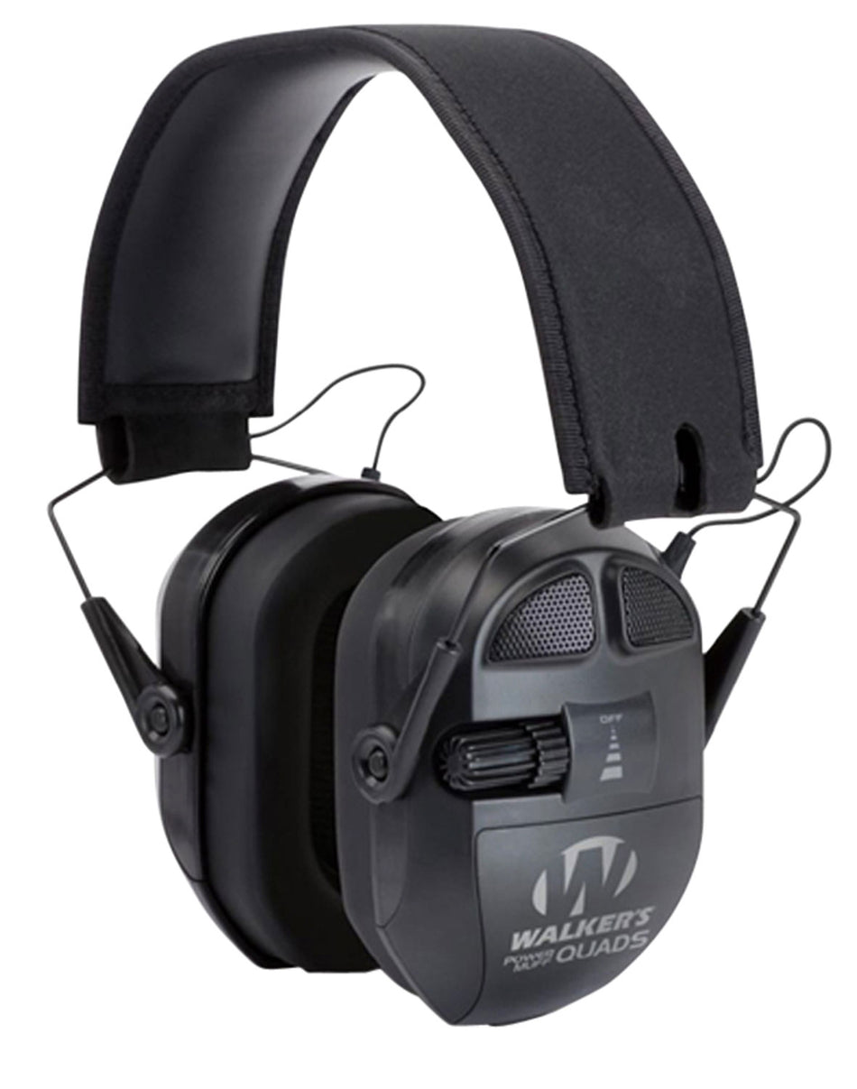 Walker's Ultimate Power Quad Electronic Muff 26NRR 9x Hearing Enhancement Black Polymer