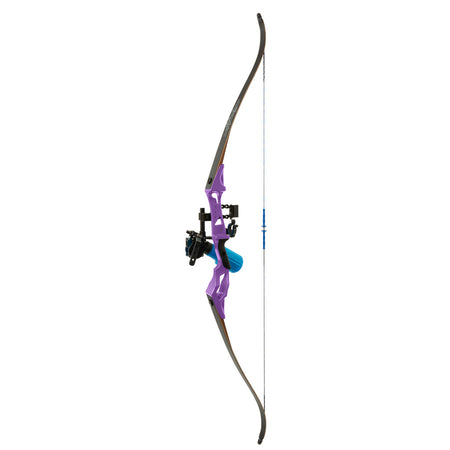 Fin Finder Bank Runner Bowfishing Recurve with Winch Pro Bowfishing Reel Purple 35 lbs. Right Hand