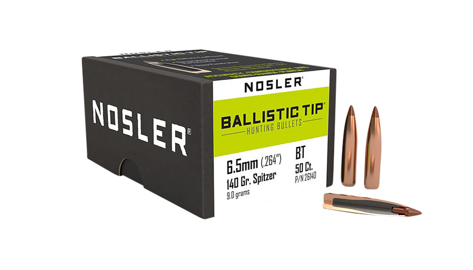 Nosler Ballistic Tip 6.5 Creedmoor 140gr Spitzer Point Hunting Bullets 50/Box