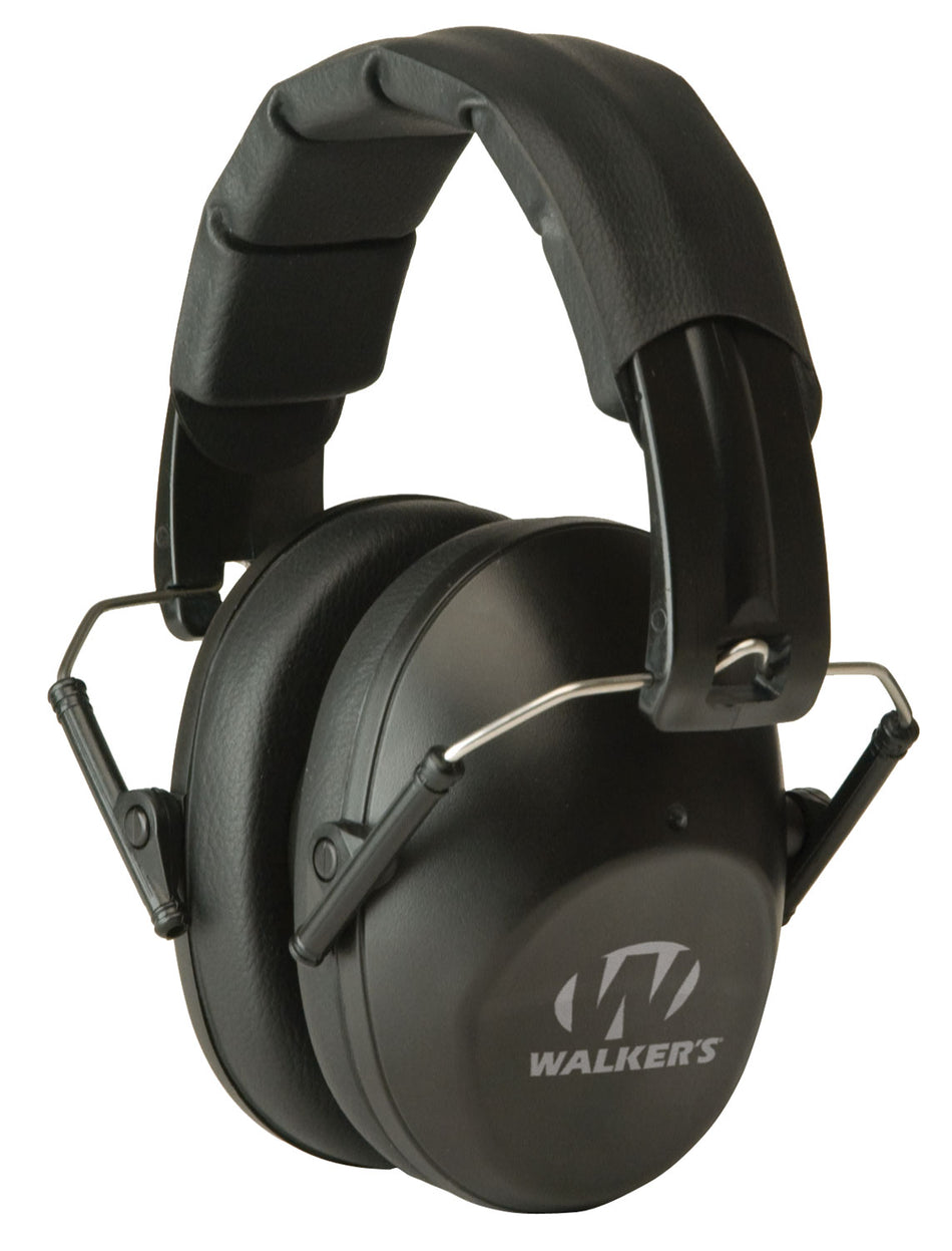 Walker's Pro Passive Folding Ear Muff 22NRR Ultra-Lightweight Over-the-Head Black Polymer