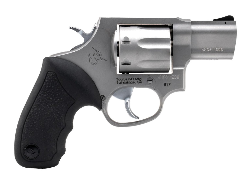 Taurus 2-817029 817 Medium 38 Special 7 Shot 2" Matte Stainless Steel Barrel, Cylinder & Frame, Black Rubber Grip, Exposed Hammer