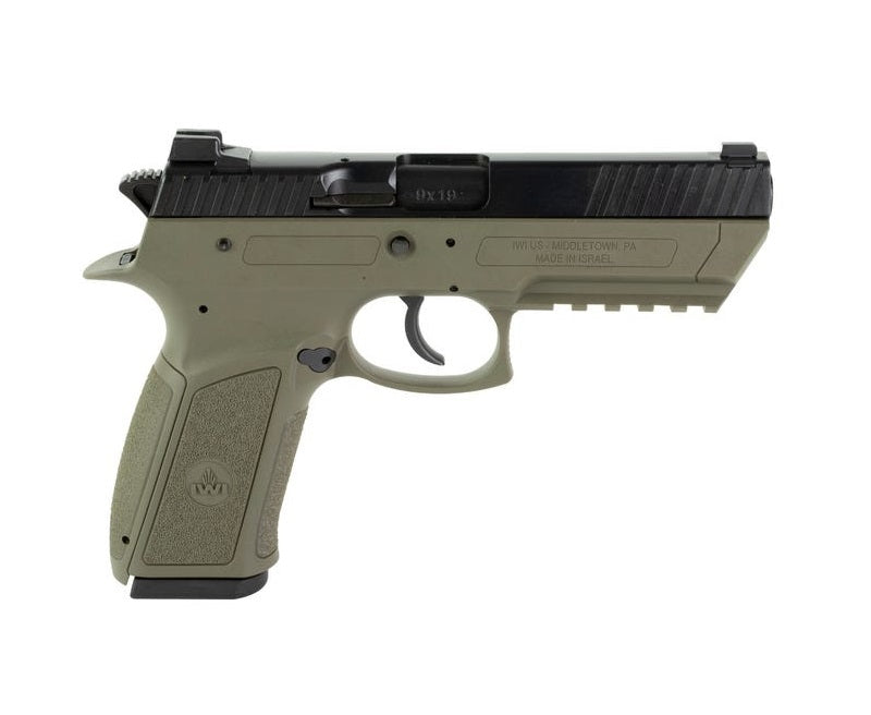 IWI US J941PL9OD-II Jericho 941 Enhanced 9mm Luger Caliber with 4.40" Barrel, 17+1 Capacity, OD Green Finish Picatinny Rail Frame, Serrated Black Steel Slide & Polymer Grip
