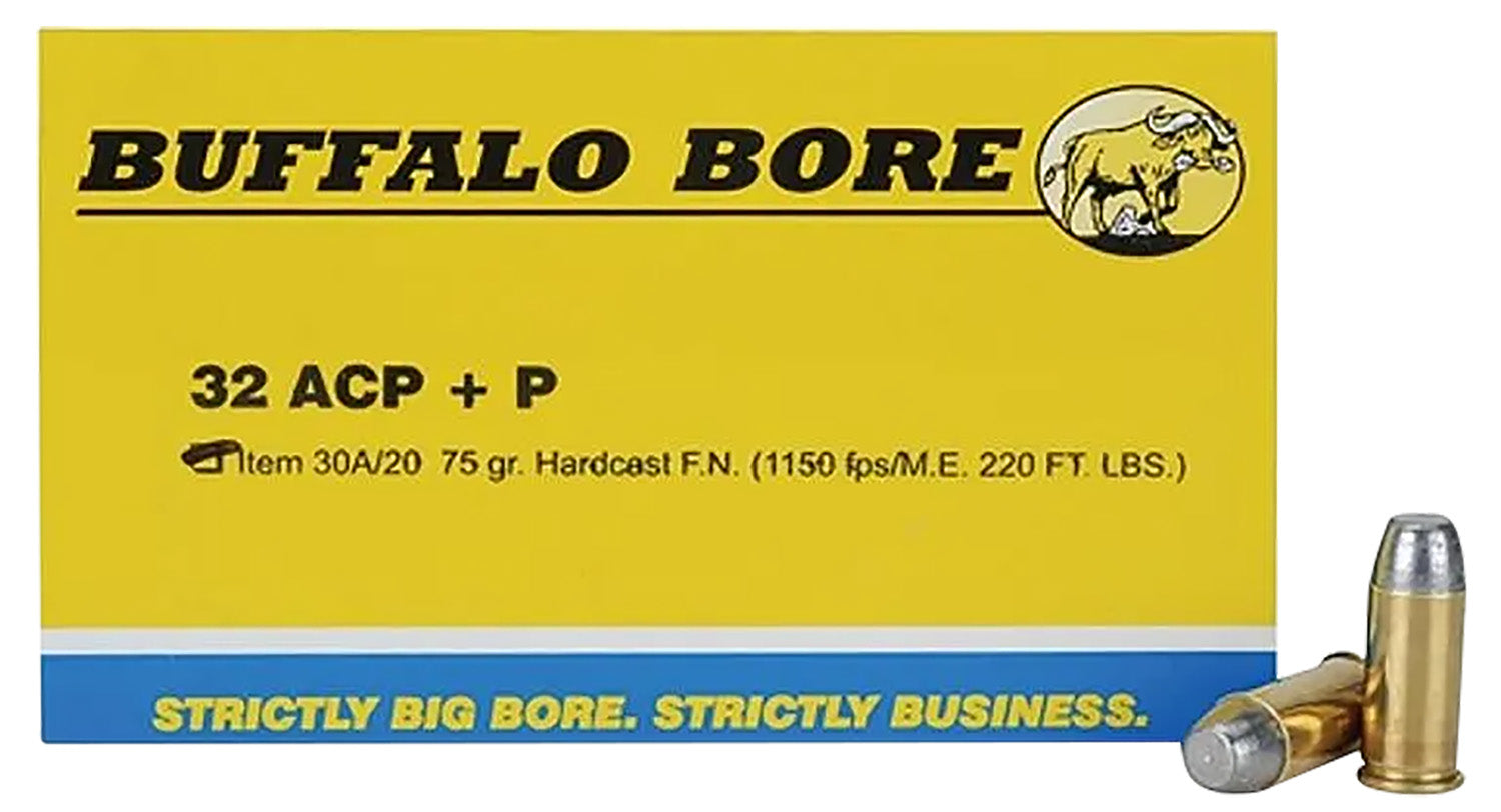Buffalo Bore Personal Defense .32 ACP 75 grain Hard Cast Flat Nose ammunition