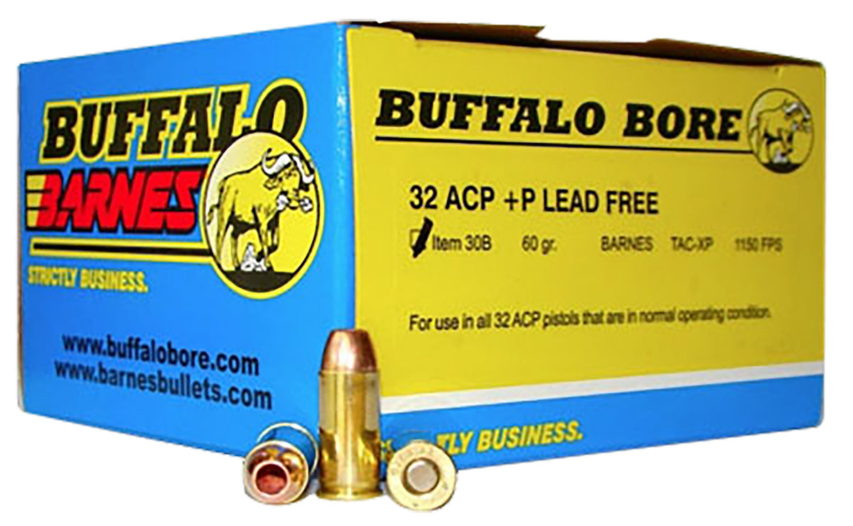 Buffalo Bore +P .32 ACP 60 grain Barnes TAC-XP Lead Free ammunition