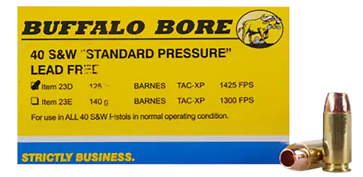 Buffalo Bore Standard Pressure Barnes TAC-XP Lead Free 125 Grain .40 S&W 1425 fps