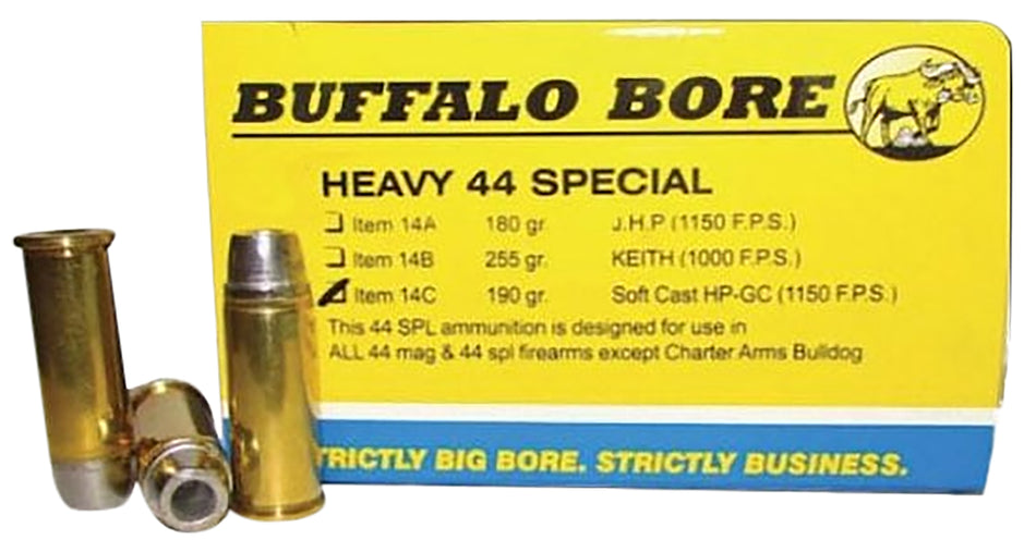 Buffalo Bore Heavy .44 S&W Special 190 grain Soft Cast Hollow Point ammunition