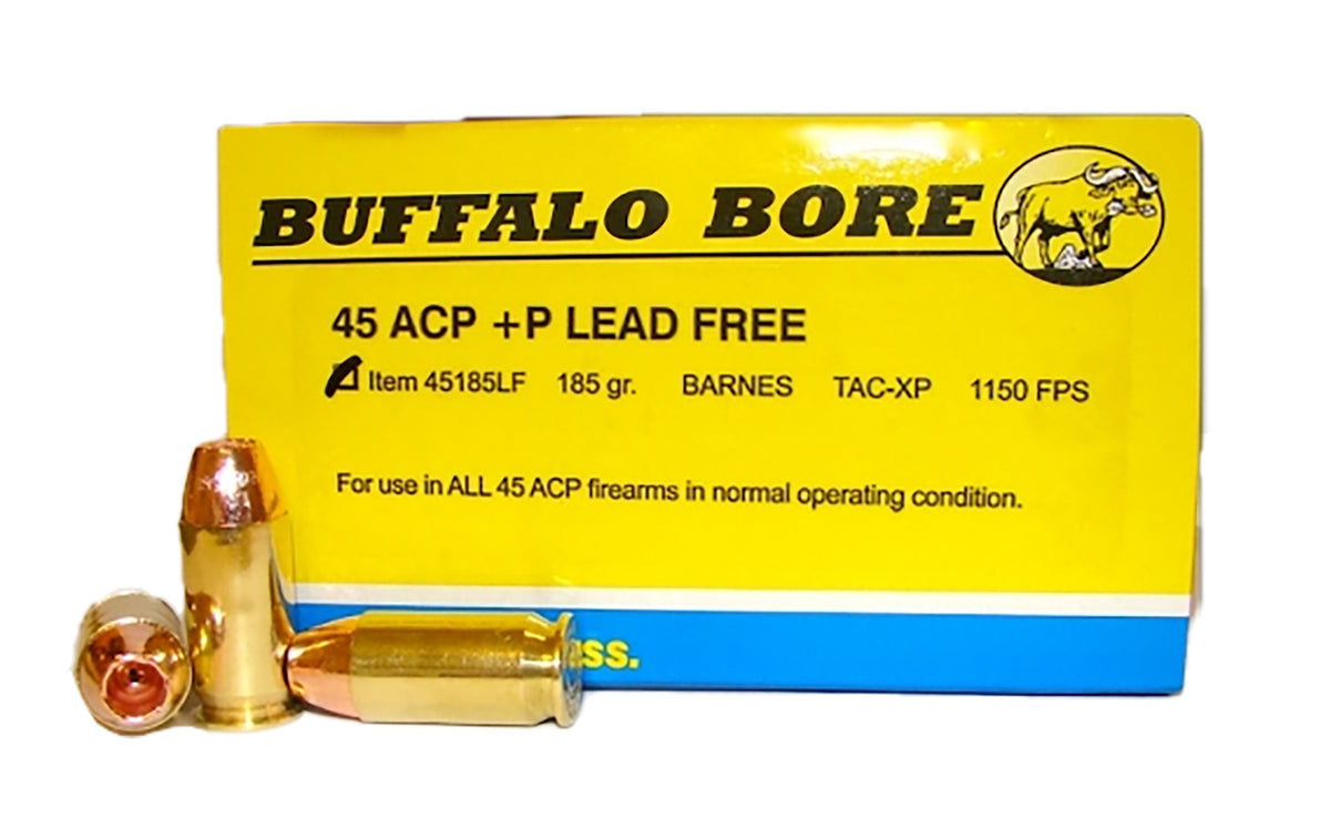Buffalo Bore +P .45 ACP/Auto 185 grain Barnes TAC-XP Lead Free ammunition