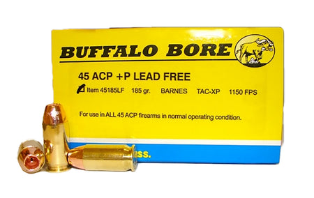 Buffalo Bore +P .45 ACP/Auto 185 grain Barnes TAC-XP Lead Free ammunition