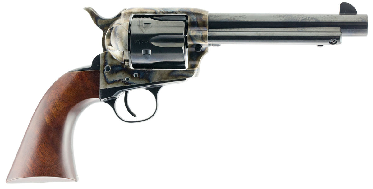 Taylors & Company 550857 1873 Gunfighter 357 Mag Caliber with 5.50" Blued Finish Barrel, 6rd Capacity Blued Finish Cylinder, Color Case Hardened Finish Steel Frame & Walnut Army Size Grip
