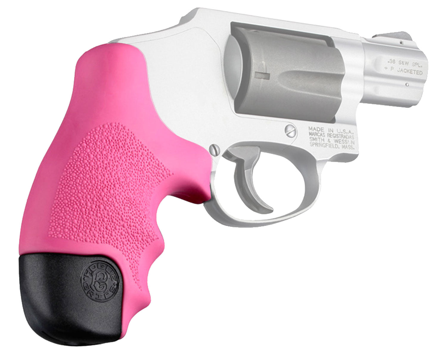Hogue 60027 S&W Centennial Round Butt and Bodyguard Cobblestone Pink OverMolded Tamer Grip