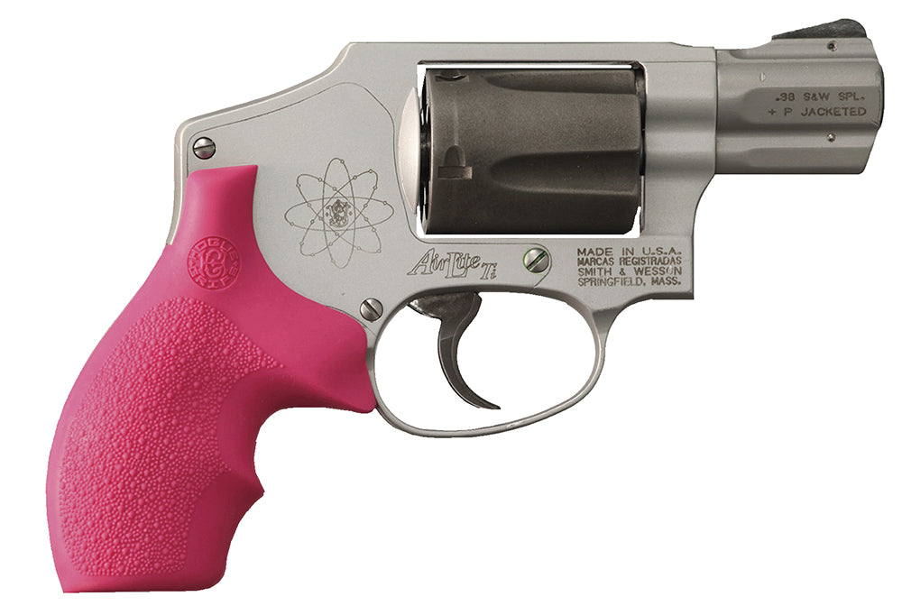 Hogue 61007 S&W J Frame Round Butt Cobblestone Pink Bantam Rubber Grip with Finger Grooves